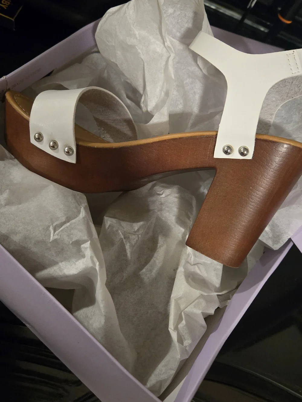Madden Girl White Platform Block Heel Sandal
